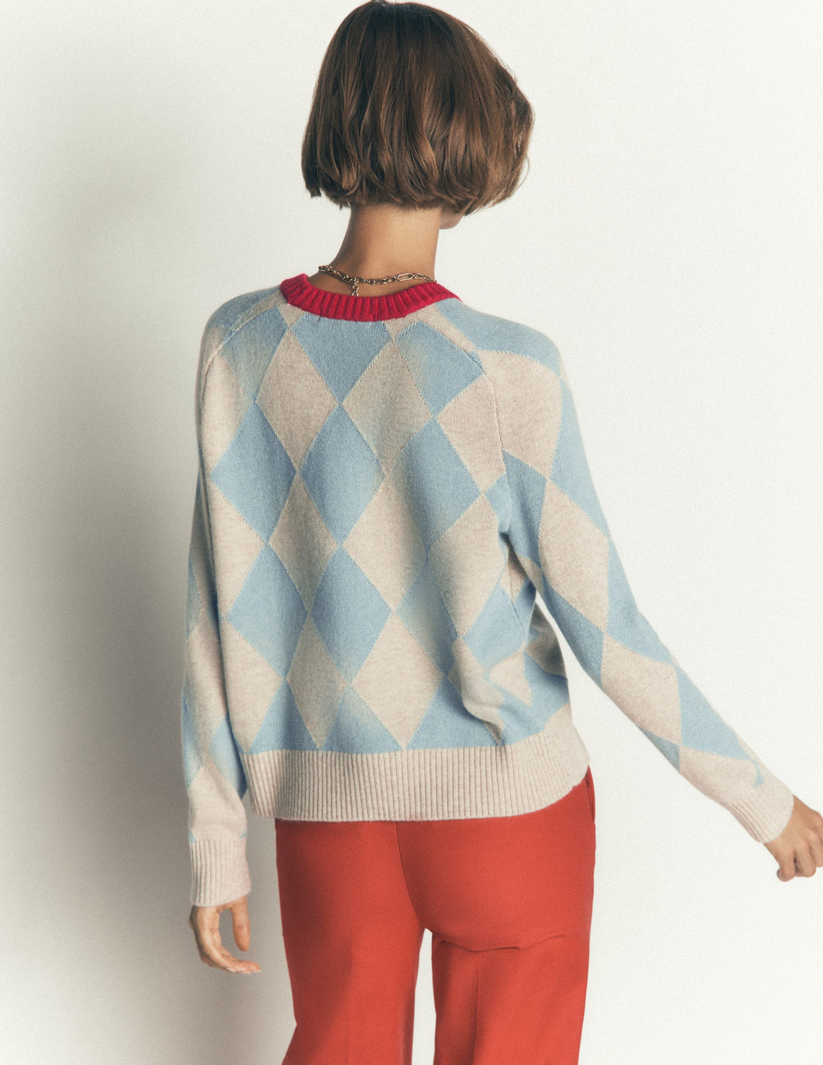 Ariadne Pullover aus Alpaka-Mischung-Blau Argyle - Image 3