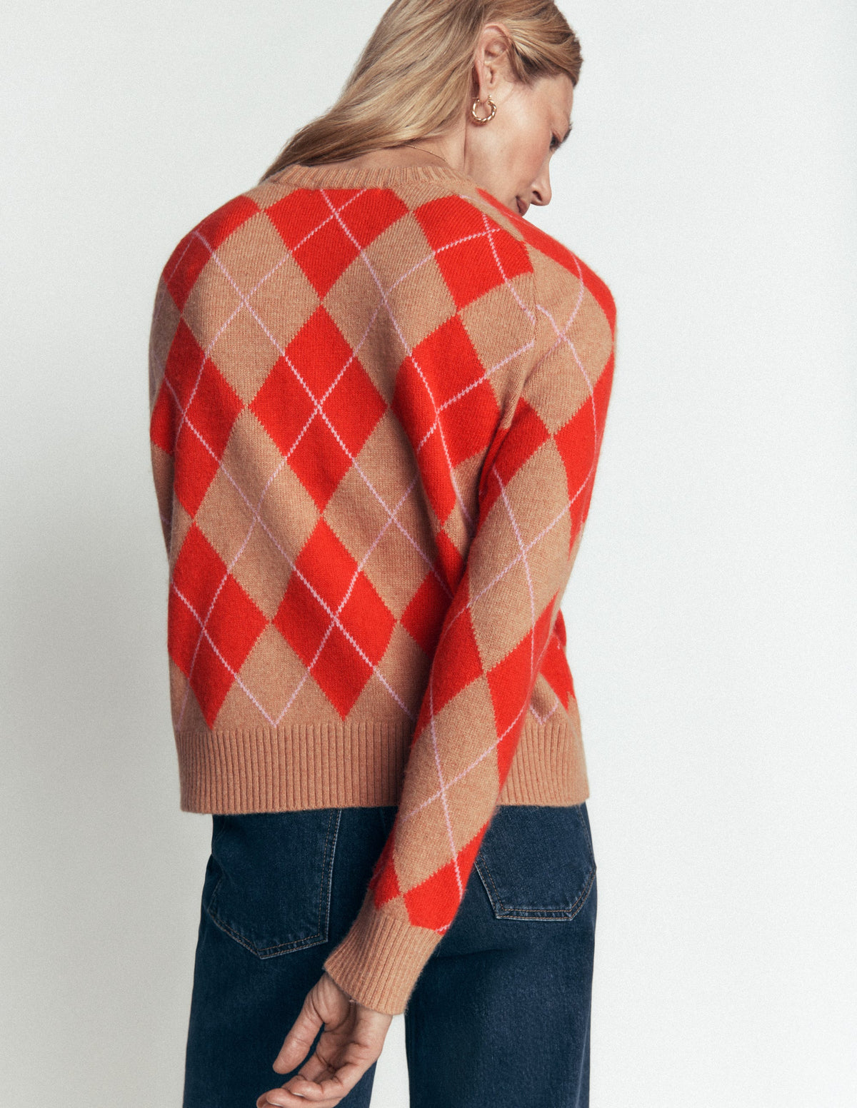 Ariadne Pullover aus Alpaka-Mischung-Orange Argyle - Image 3