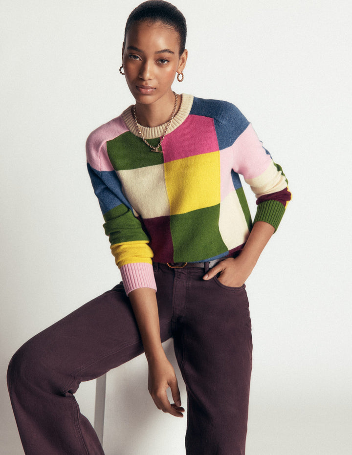 Ariadne Pullover aus Alpaka-Mischung-Bunt Vichykaro