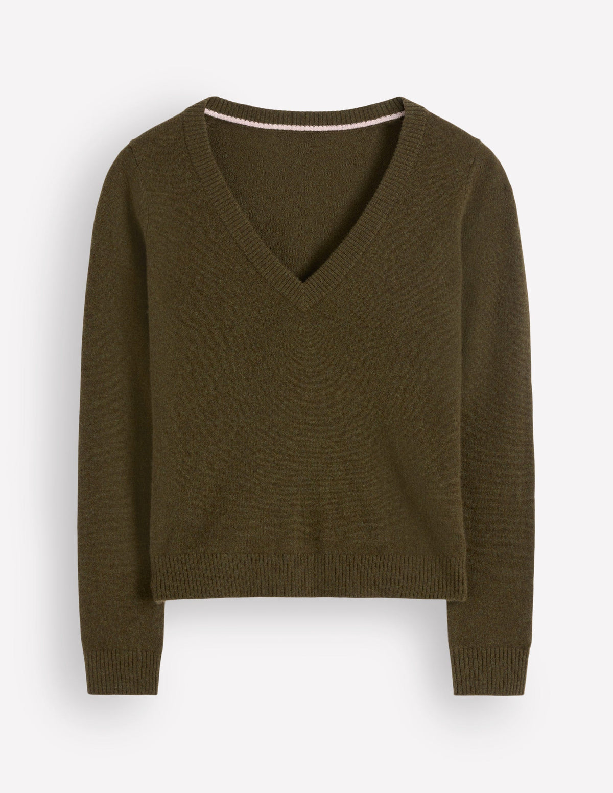 Elsie Kaschmirpullover mit V-Ausschnitt-Jagdgrün - Image 6