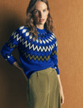 Pull Mae à motif jacquard-EMPIÈCEMENT BLEU