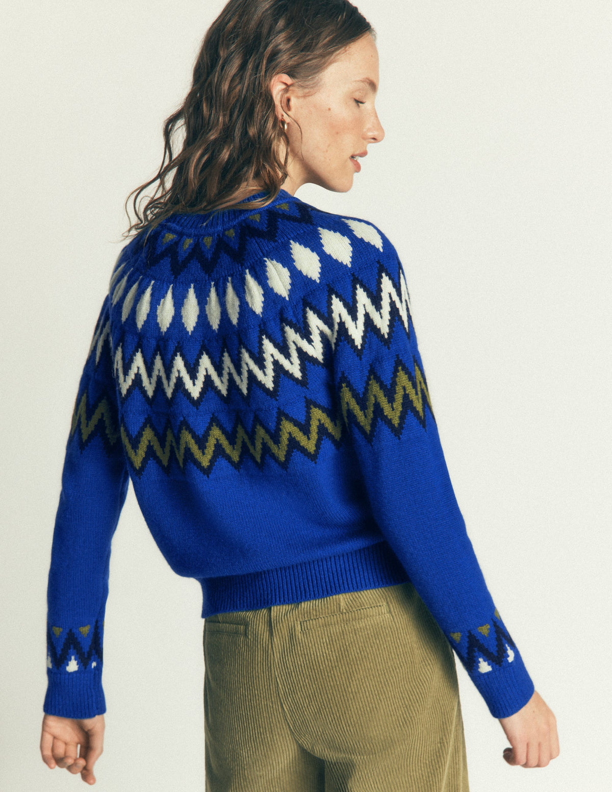 Pull Mae à motif jacquard-EMPIÈCEMENT BLEU - Image 3