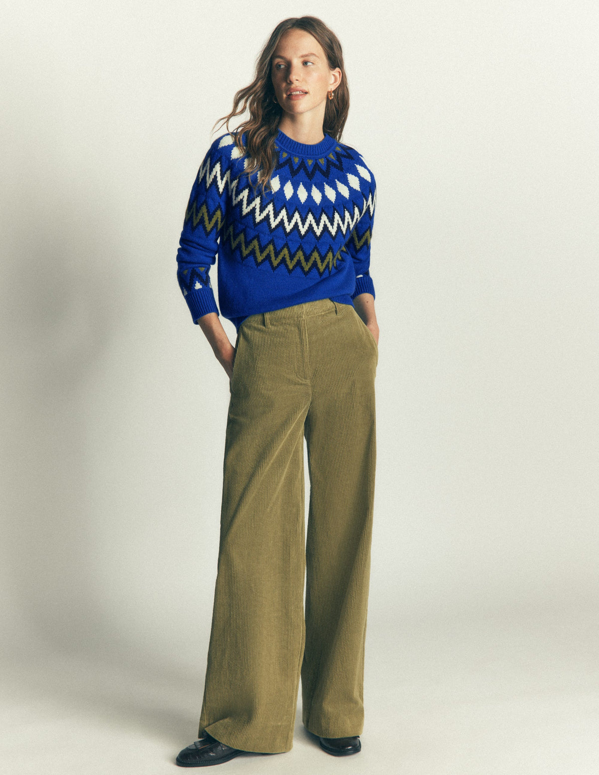 Pull Mae à motif jacquard-EMPIÈCEMENT BLEU - Image 4