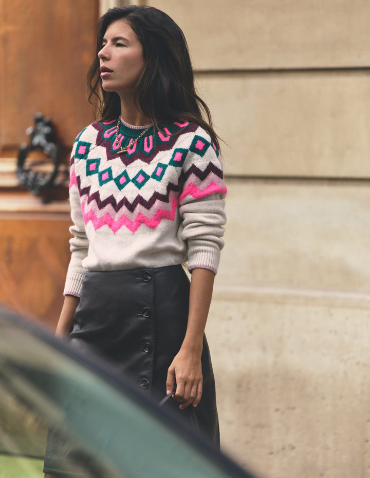 Mae Fair-Isle-Strickpullover-Nerz, Fair-Isle