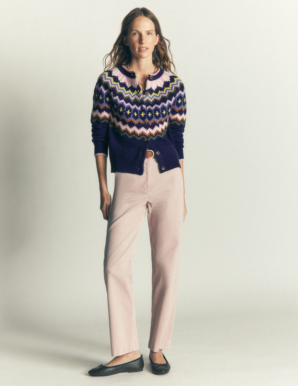 Mae Fair-Isle-Strickjacke-Navy mit Fair Isle - Image 6