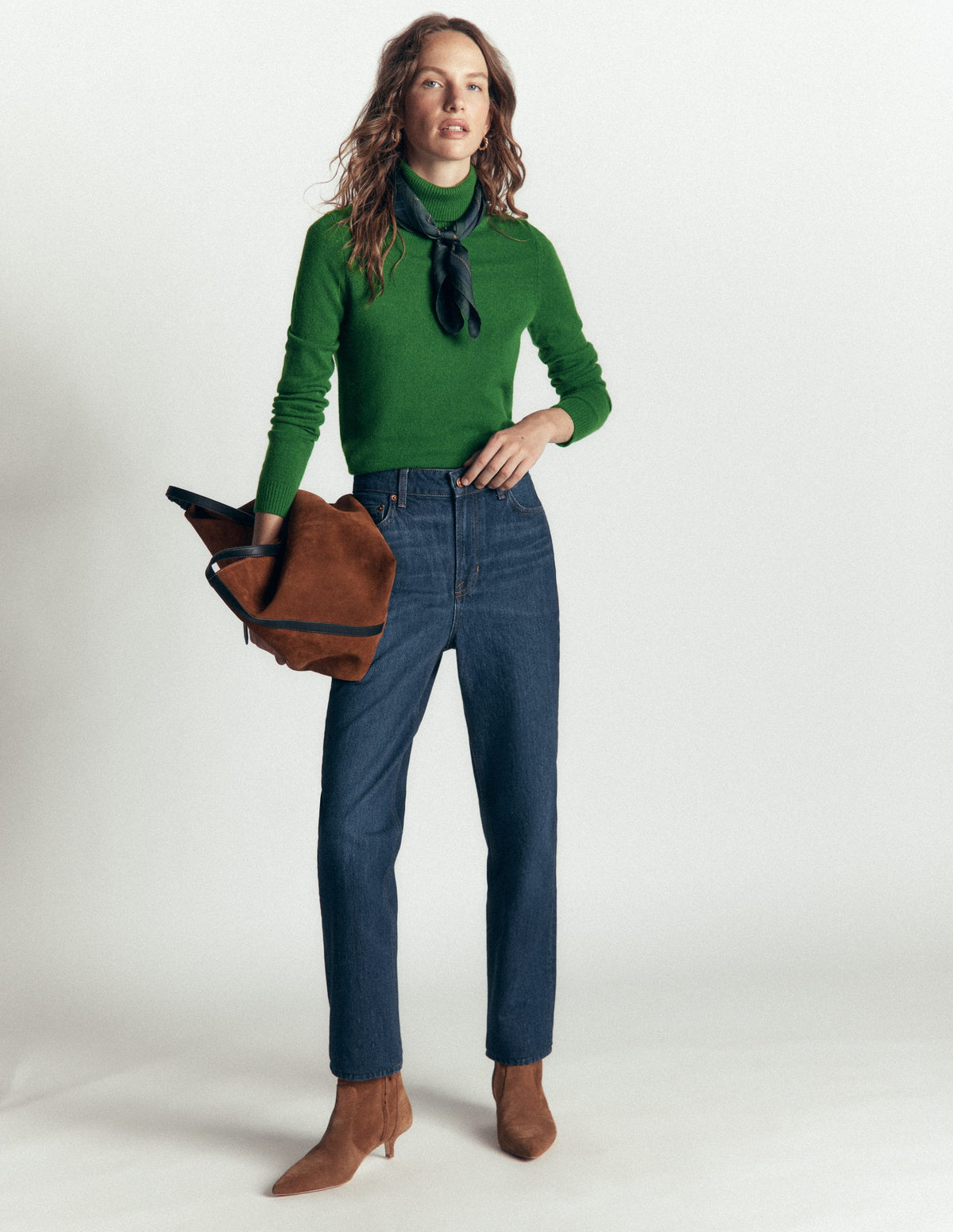 Pull col roulé Elsie en cachemire-Vert frais-4