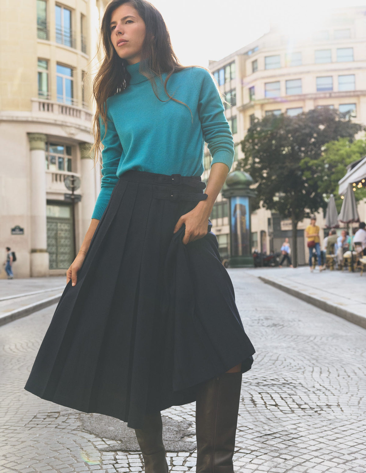 Elsie Rollkragenpullover aus Kaschmir-Azurblau-1