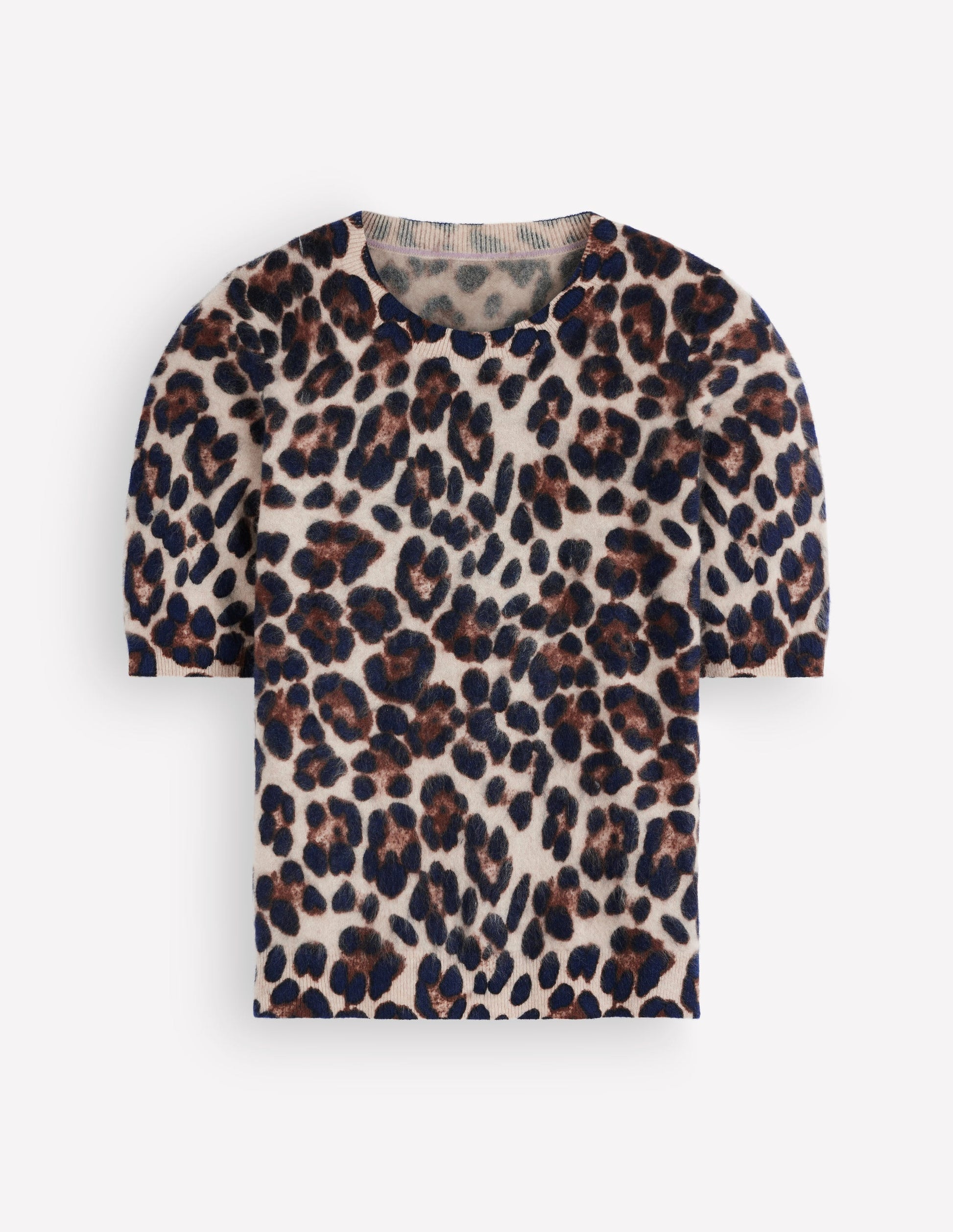 Kat T-Shirt aus gebürstetem Kaschmir-Camel, Leopard-7
