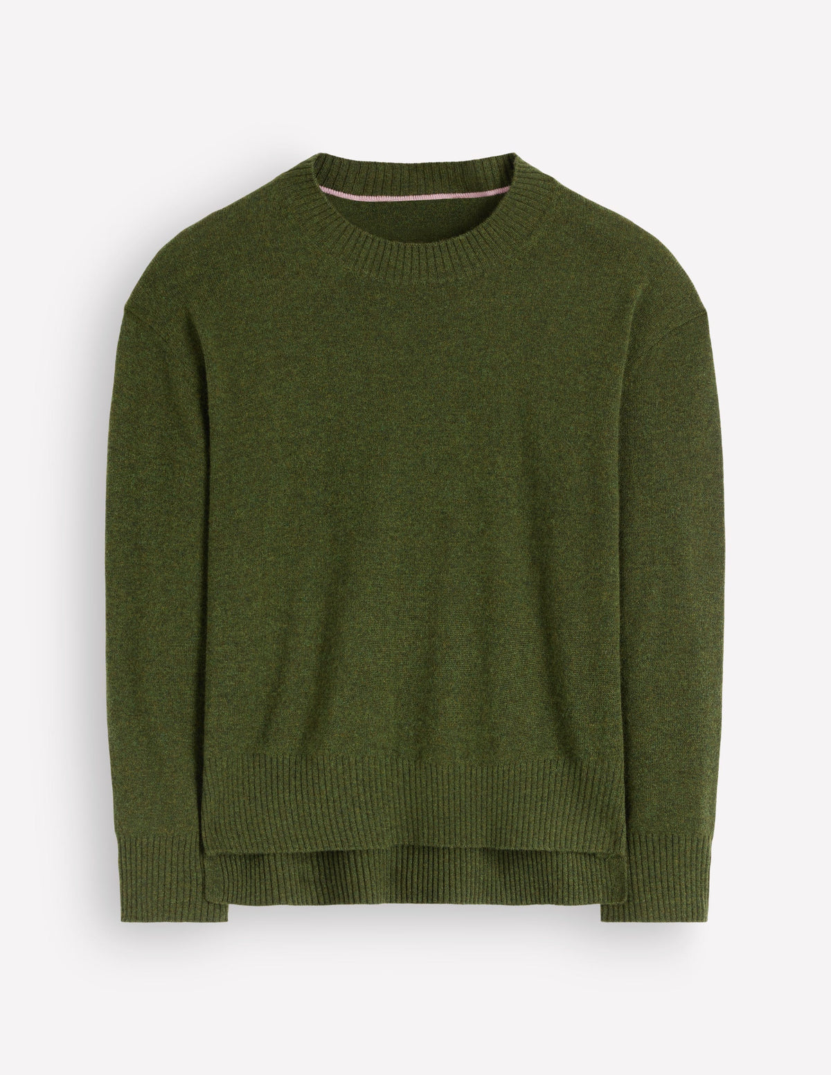 Fay Kaschmirpullover mit Rundhalsausschnitt-Dunkles Hofgrün Meliert-5