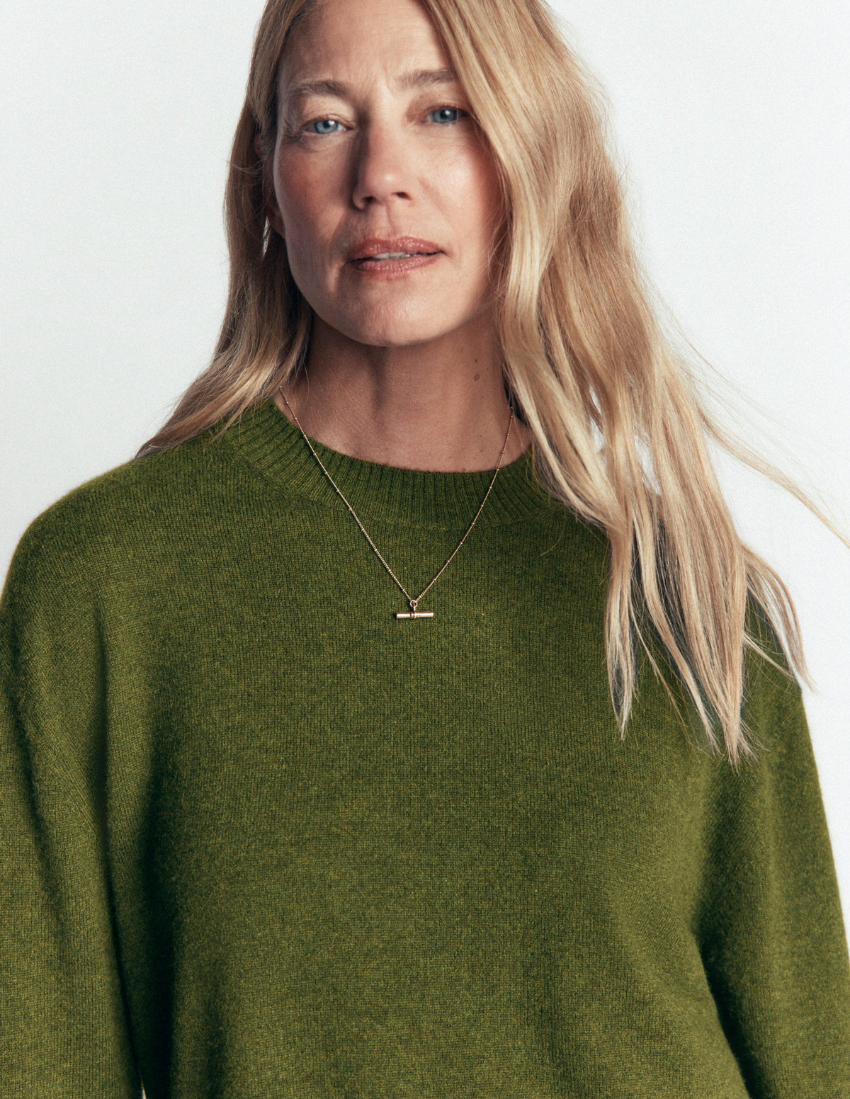 Fay Kaschmirpullover mit Rundhalsausschnitt-Dunkles Hofgrün Meliert-2