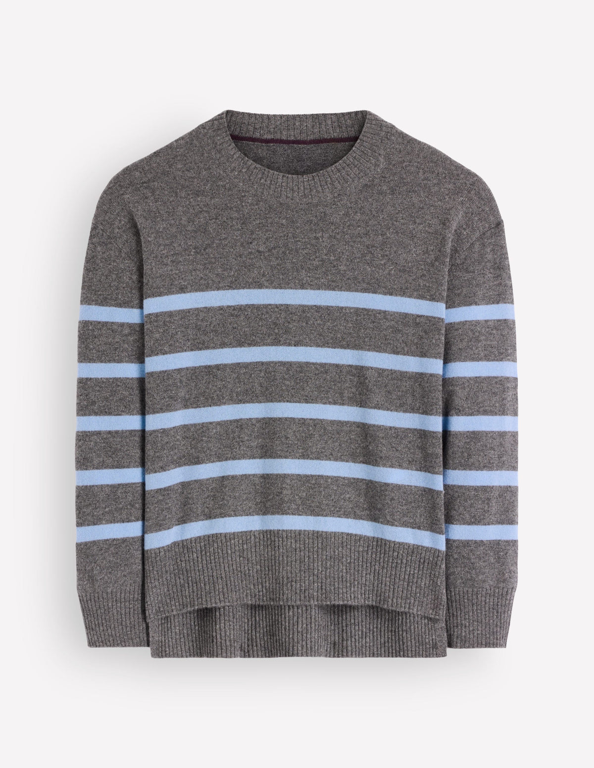 Pull col rond Fay en cachemire-Charbon, rayé bleu-6