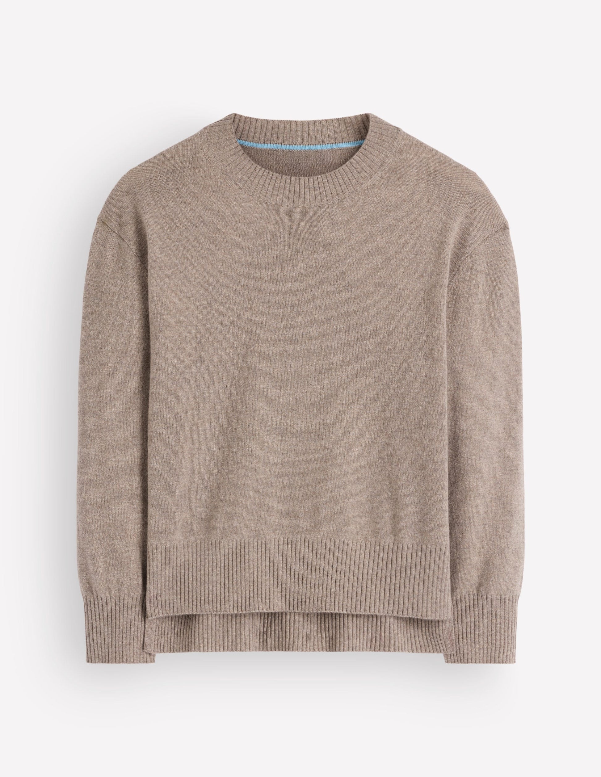Fay Kaschmirpullover mit Rundhalsausschnitt-Nerzbraun Melange-5