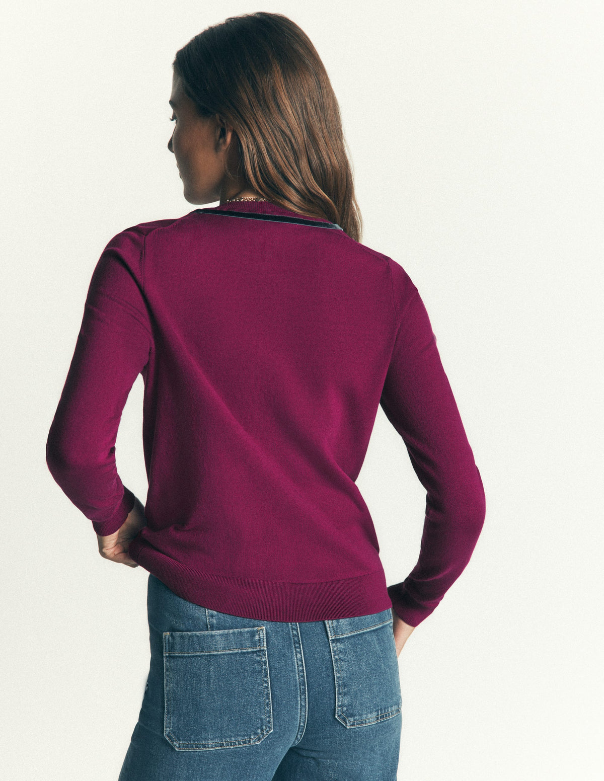 Violet Velvet Trim Henley-Purple-3