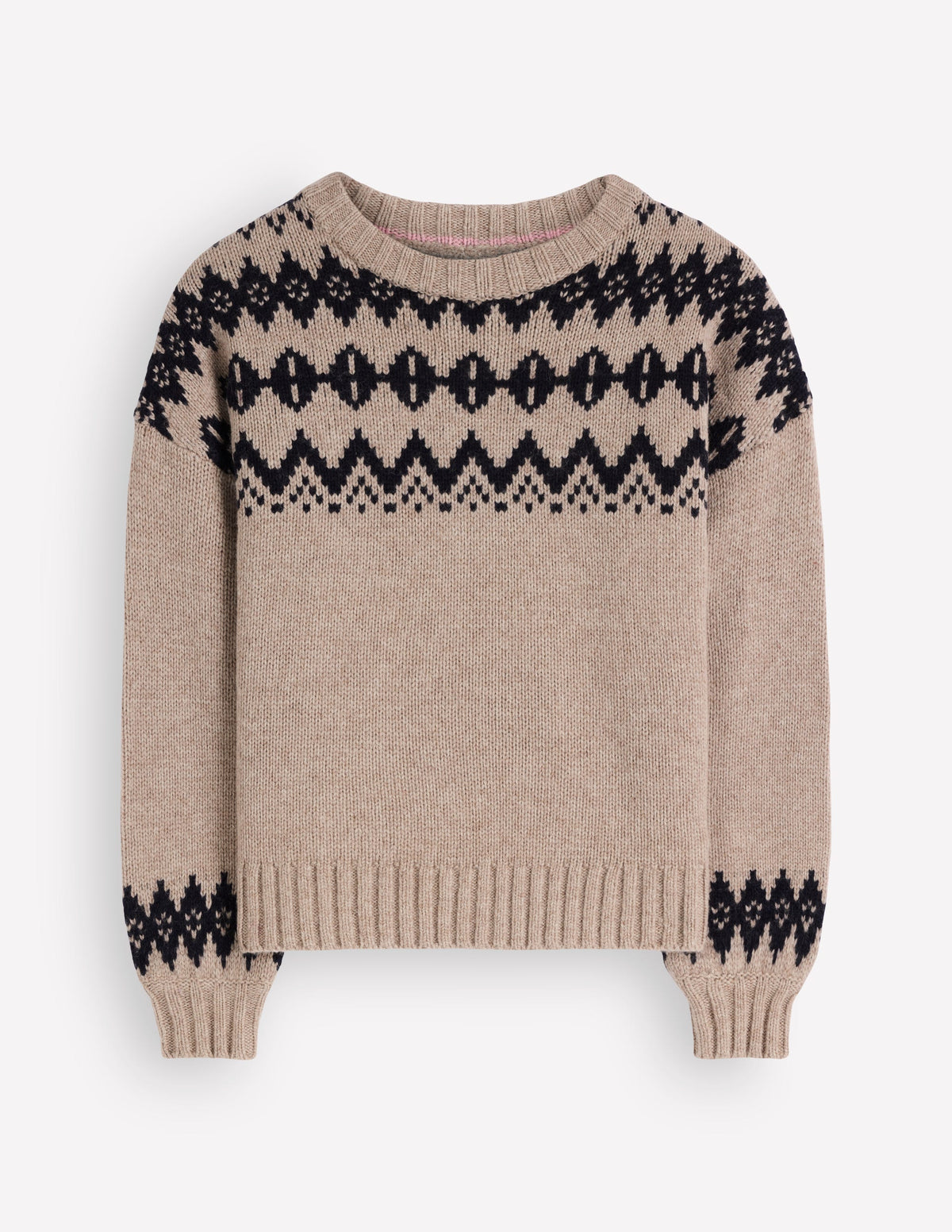 Breiter Fair-Isle-Pullover-Chinchilla Meliert, Fair-Isle - Image 8