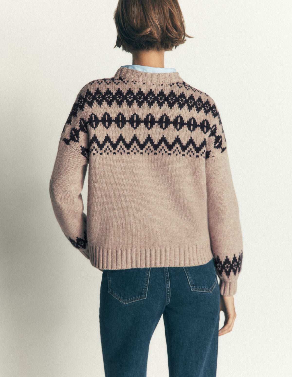 Breiter Fair-Isle-Pullover-Chinchilla Meliert, Fair-Isle - Image 3
