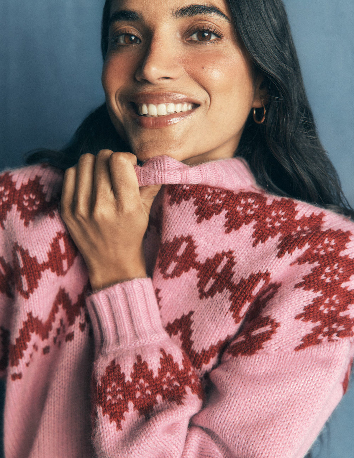 Breiter Fair-Isle-Pullover-Frühlingsblütenrosa, Fair-Isle-3