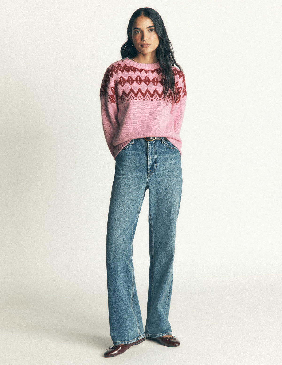 Breiter Fair-Isle-Pullover-Frühlingsblütenrosa, Fair-Isle - Image 7