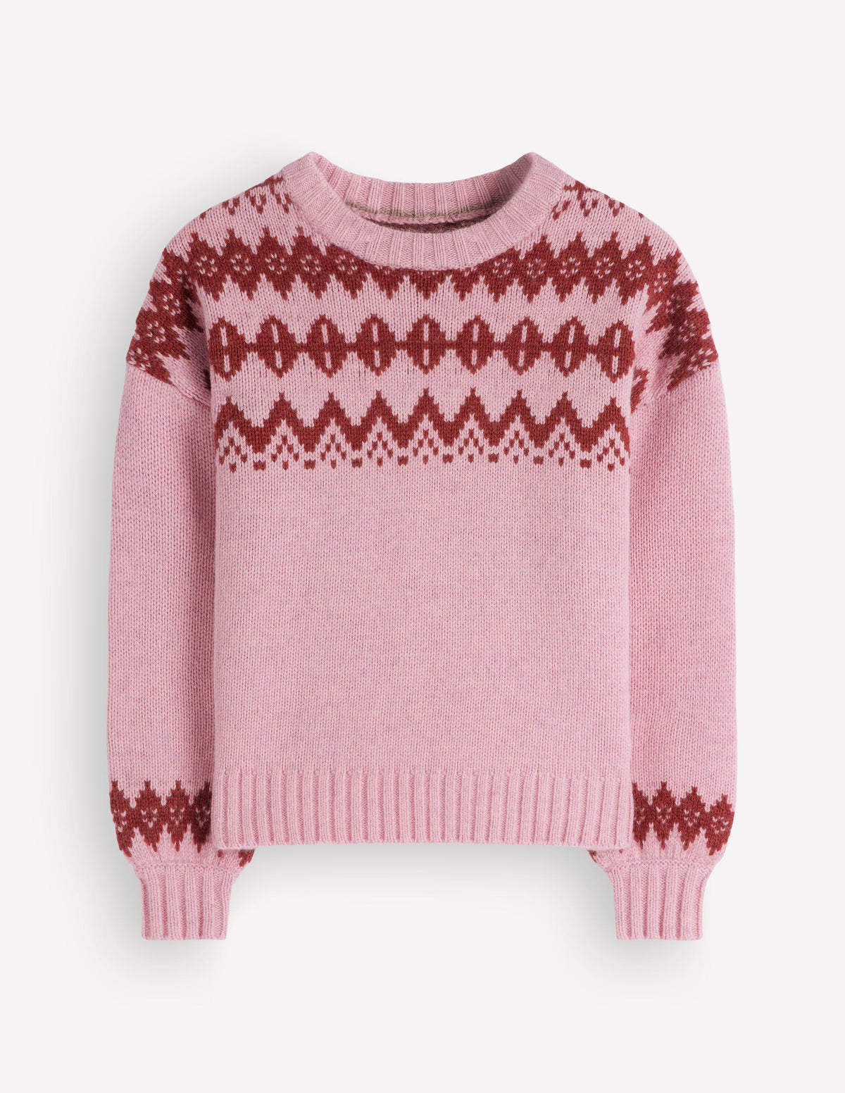 Breiter Fair-Isle-Pullover-Frühlingsblütenrosa, Fair-Isle - Image 8