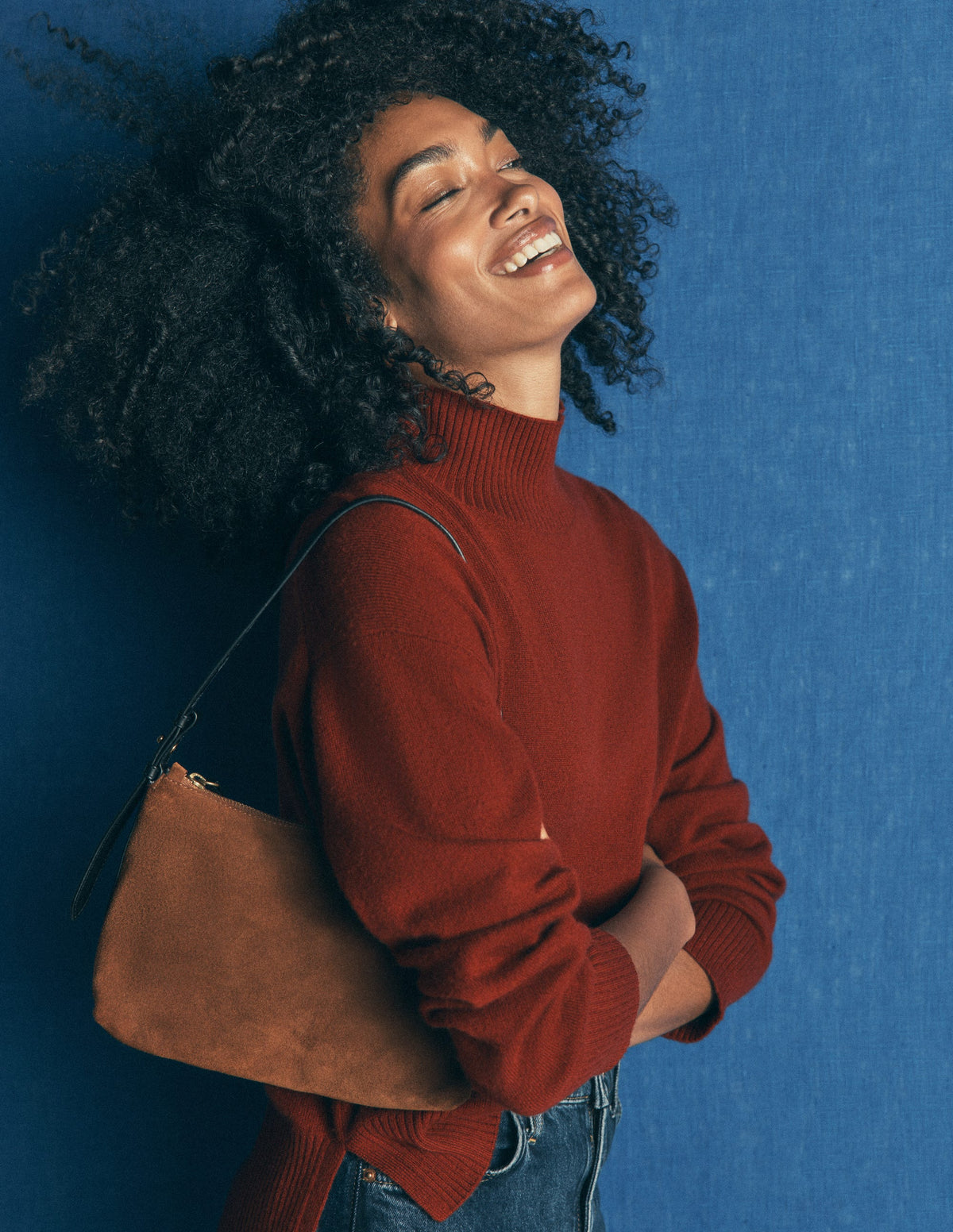 Fay Hochgeschlossener Kaschmirpullover-Braun-Orange-1