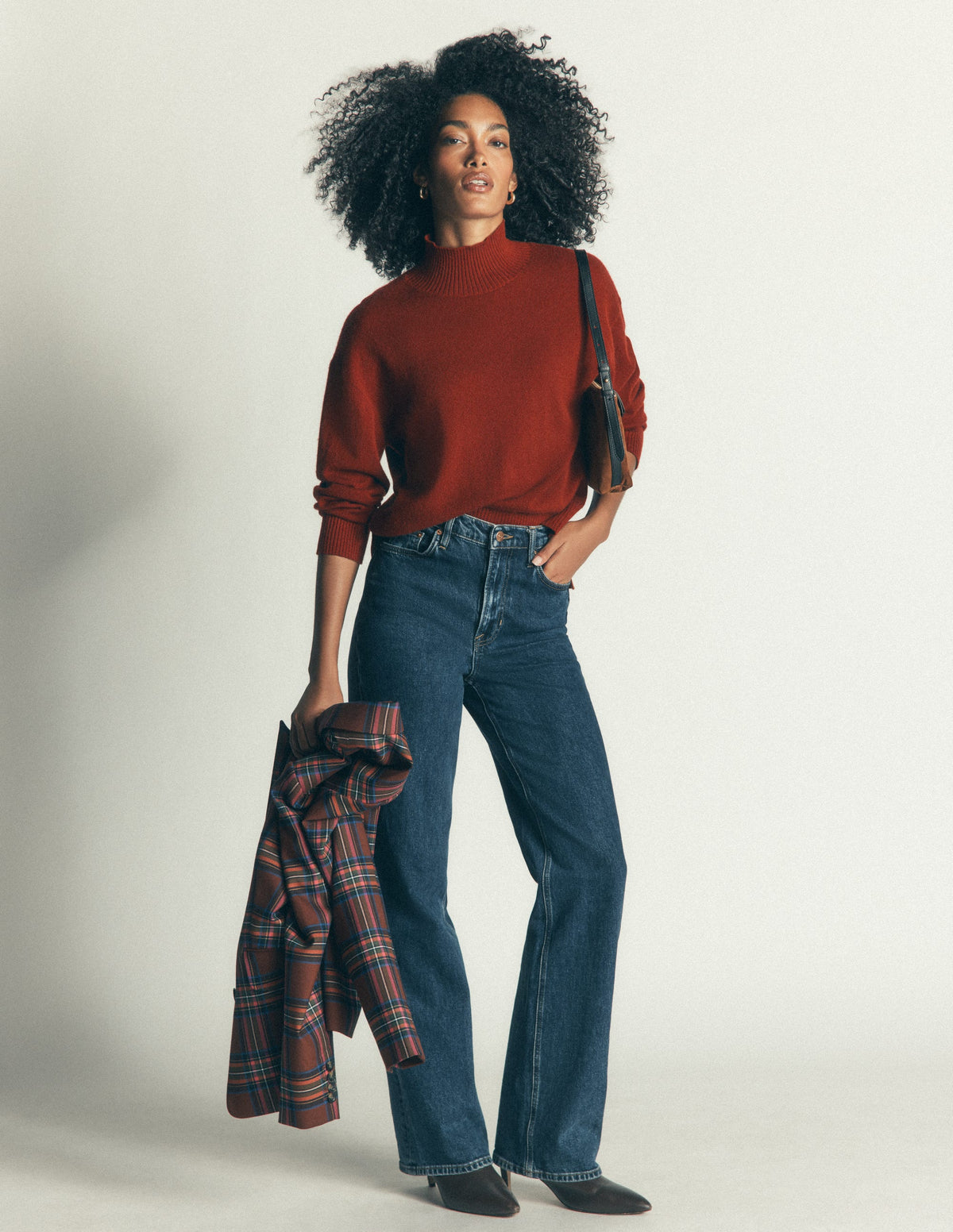 Fay Hochgeschlossener Kaschmirpullover-Braun-Orange - Image 4