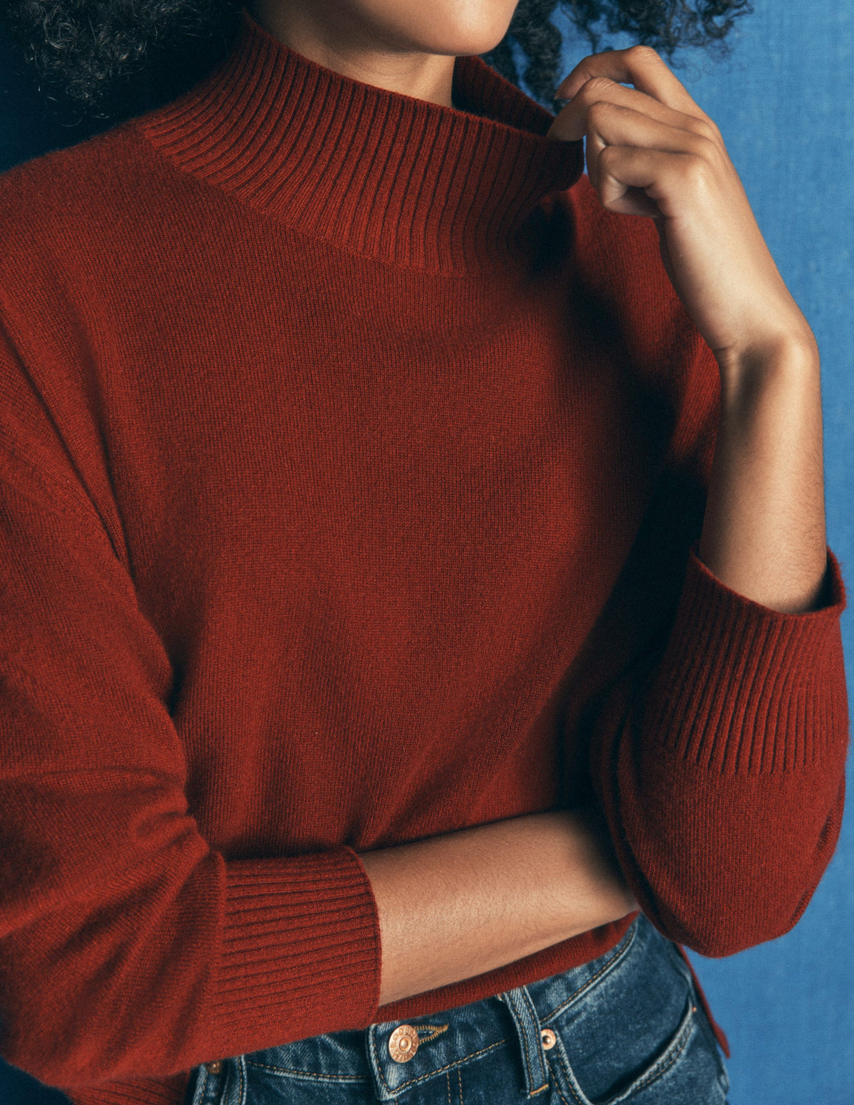 Fay Hochgeschlossener Kaschmirpullover-Braun-Orange-5