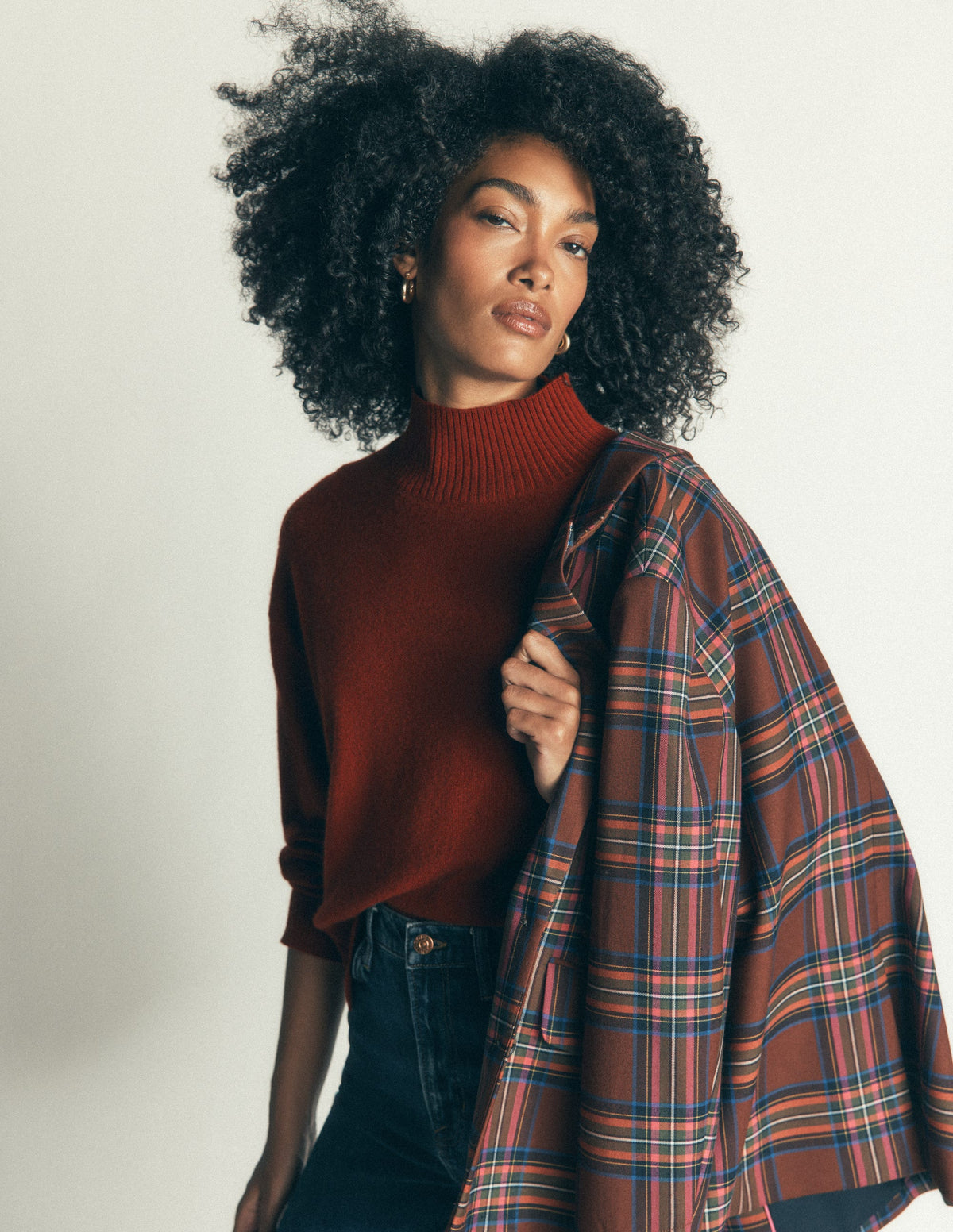Fay Hochgeschlossener Kaschmirpullover-Braun-Orange-6