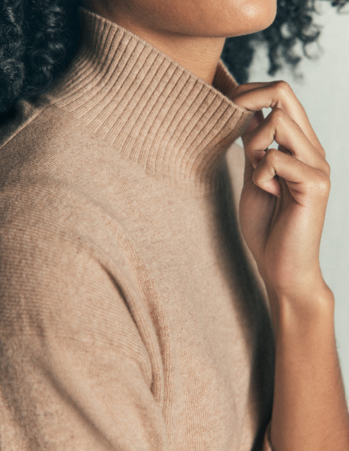 Fay Hochgeschlossener Kaschmirpullover-Graubraun Meliert-6