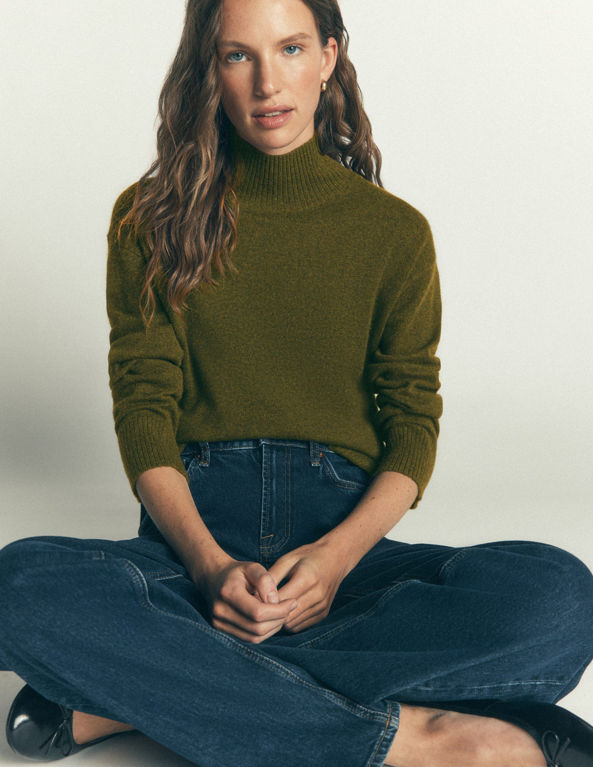 Marta Langer Merino-Pullover-Ockergrün-2