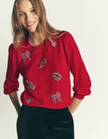 Pull Ria ornementé-Noël rouge