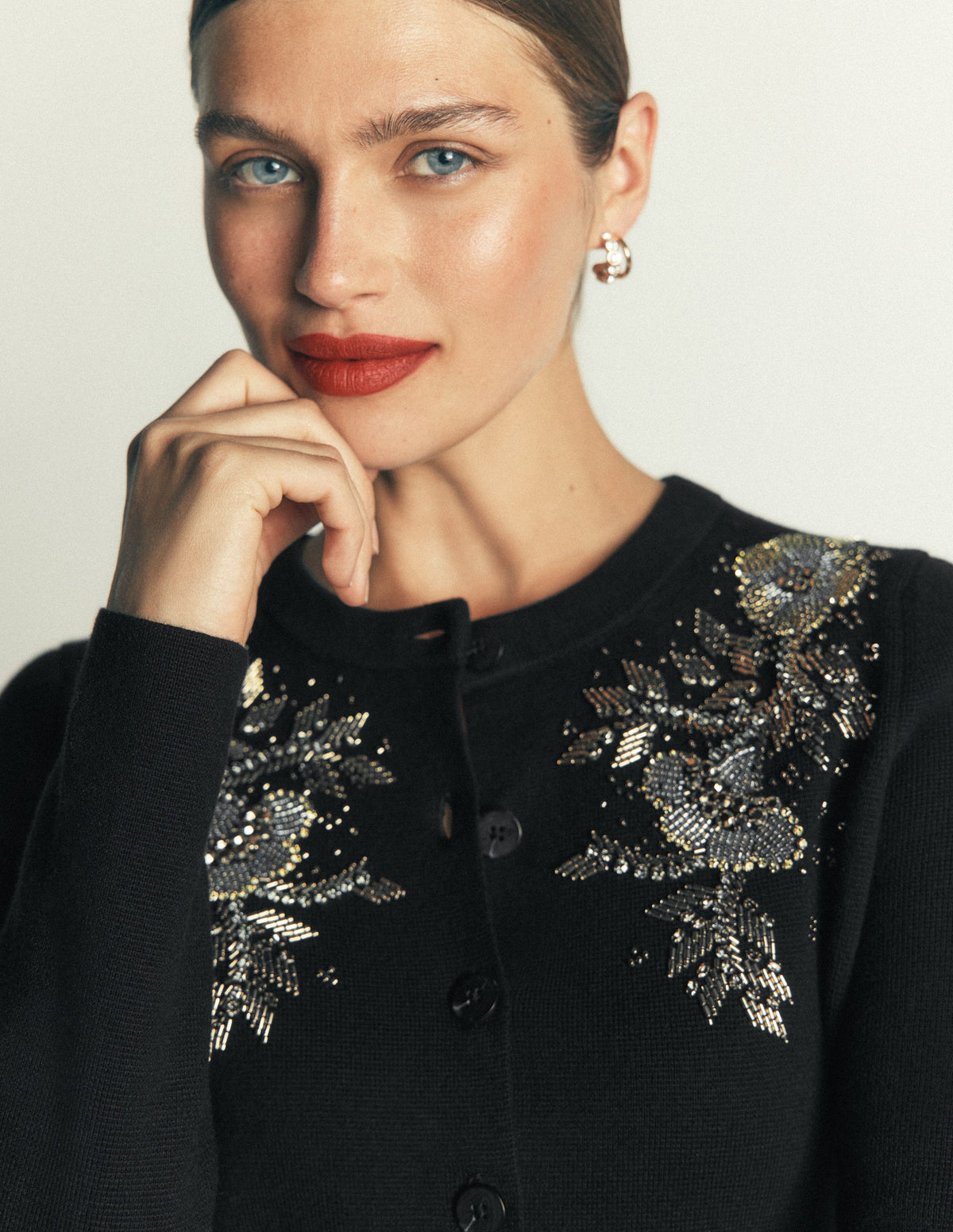 Verzierte Strickjacke-Schwarz - Image 2