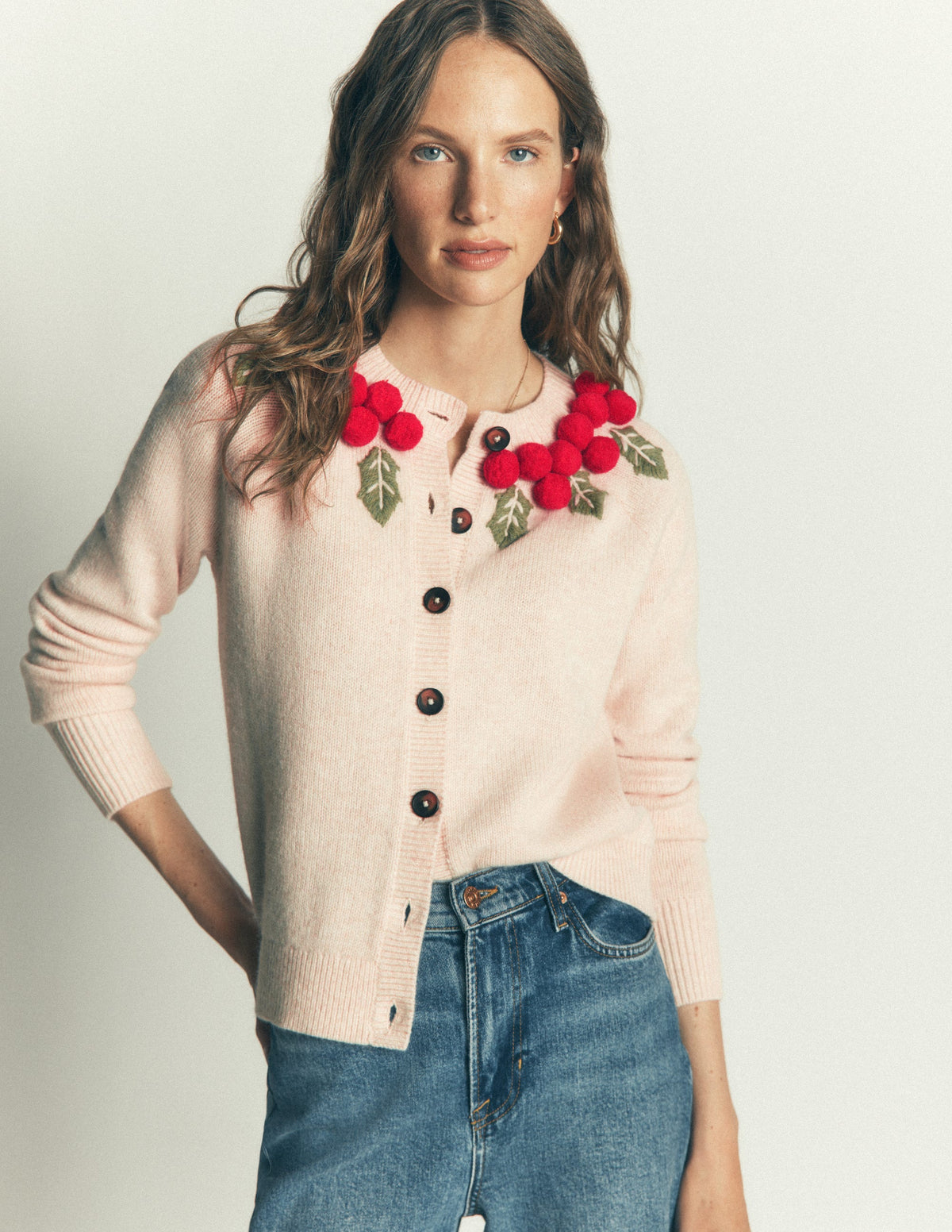 Mae Originelle Strickjacke-Naturweiß, Stechpalmenkranz-4