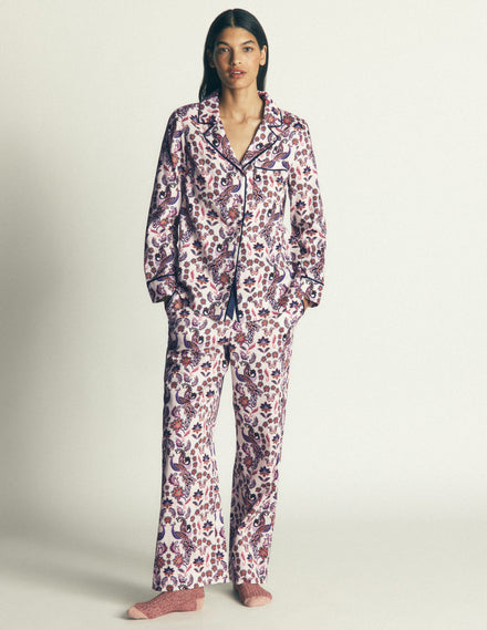 Bas de pyjama en coton-Blanc Paon