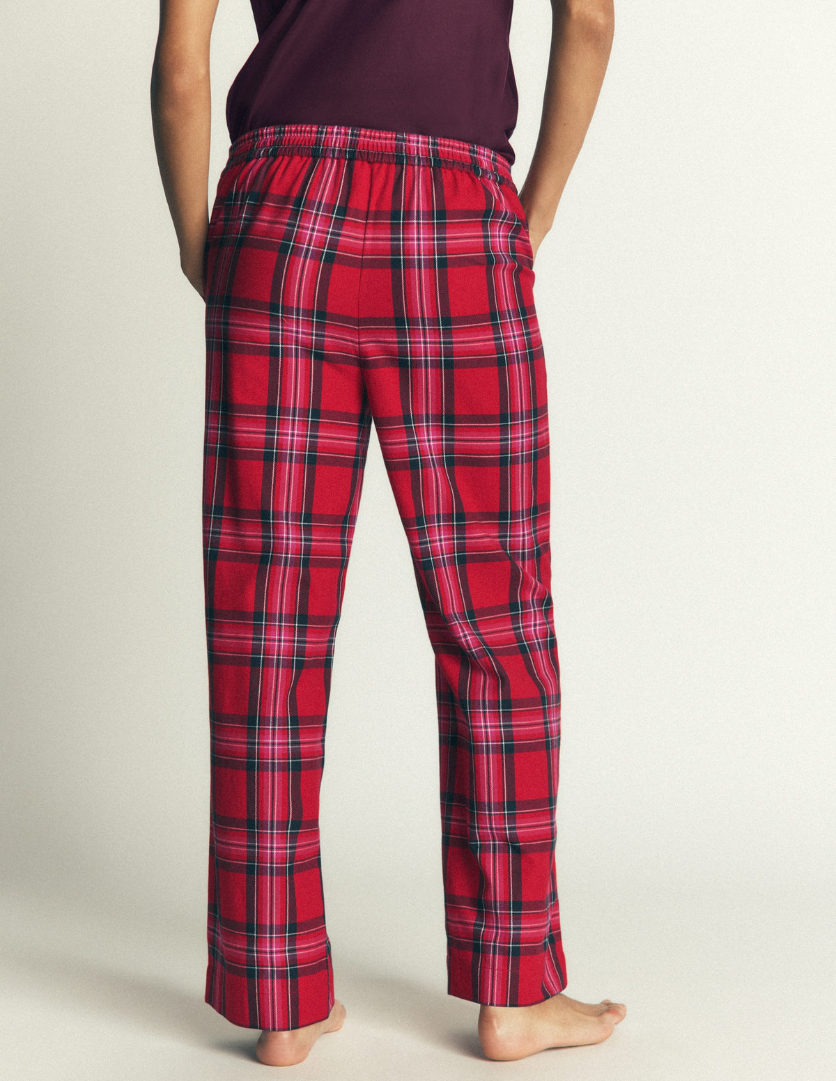 Brushed Cotton Pyjama Trousers-Red, Blue, Green Check Medium - Image 3