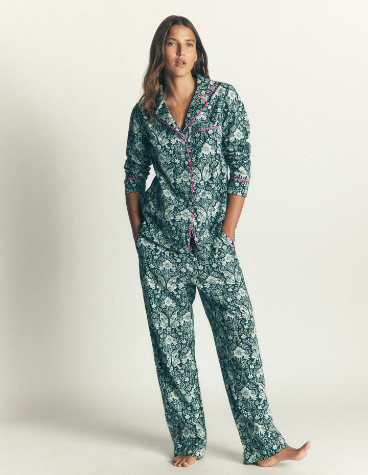 Bas de pyjama en coton brossé-Motif Flourishing Tiger
