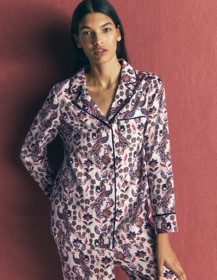 Chemise de pyjama en coton-Blanc Paon