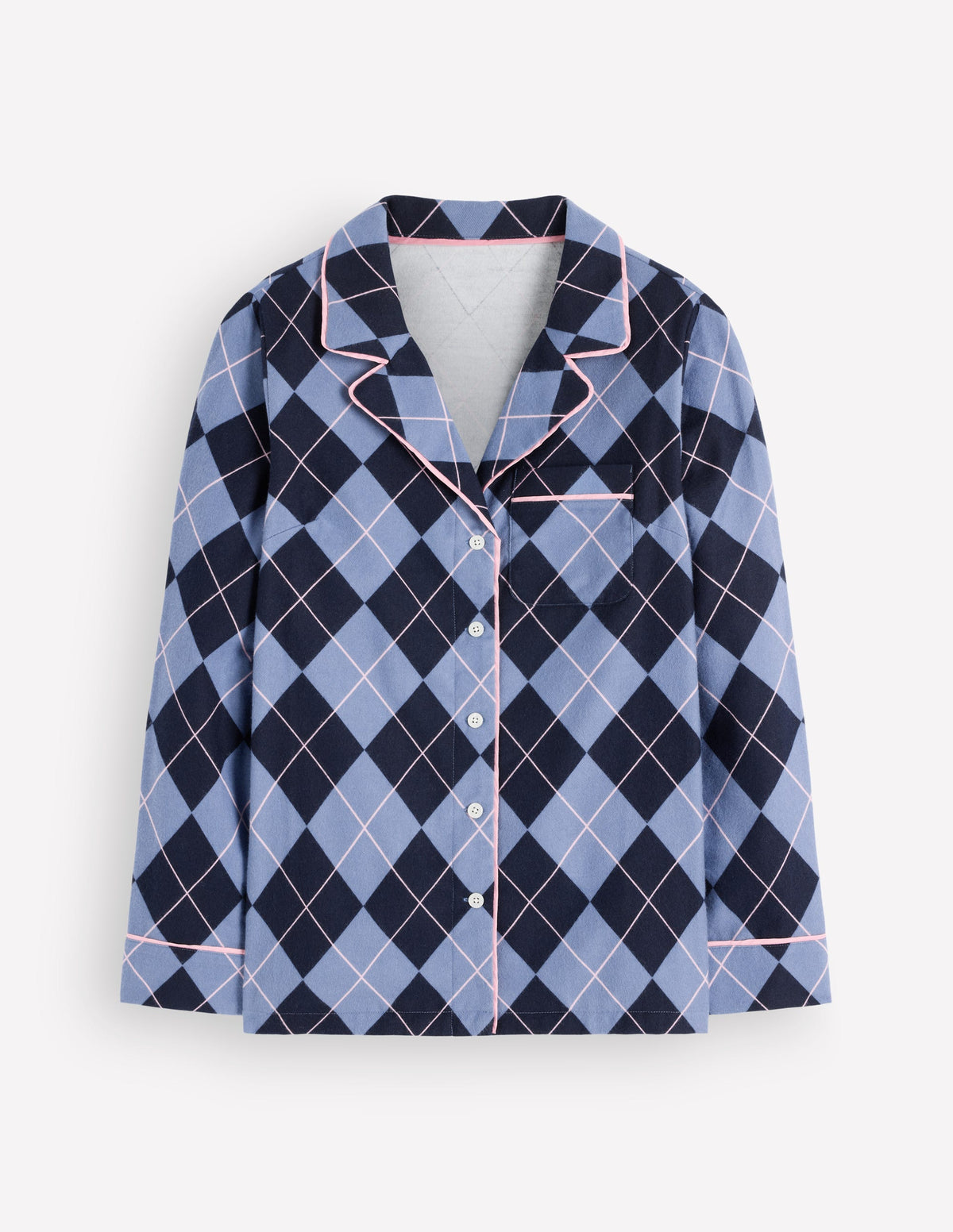 Schlafanzugoberteil aus gebürsteter Baumwolle-Blau Argyle-6