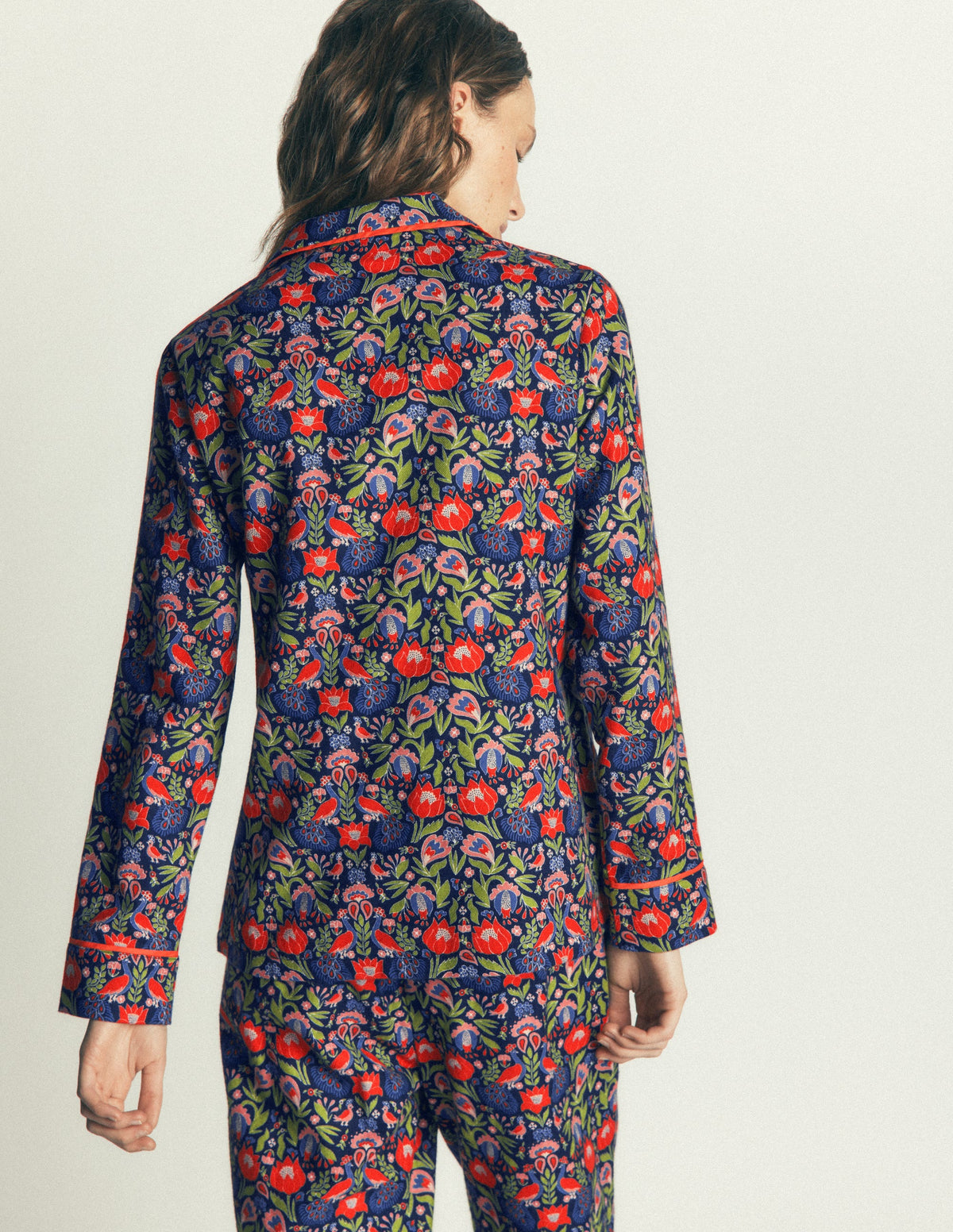 Haut de pyjama en coton brossé-Motif Orange Blossom - Image 3