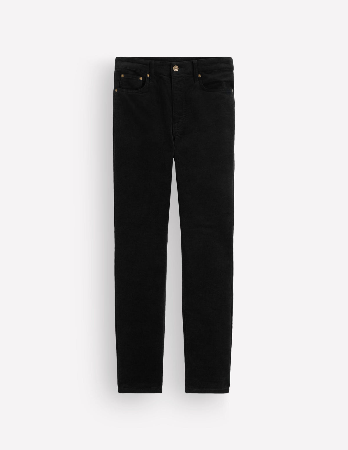 Schmal geschnittene Cord-Jeans mit hohem Bund-Schwarz-6