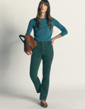 Schmal geschnittene Cord-Jeans mit hohem Bund-Seegras