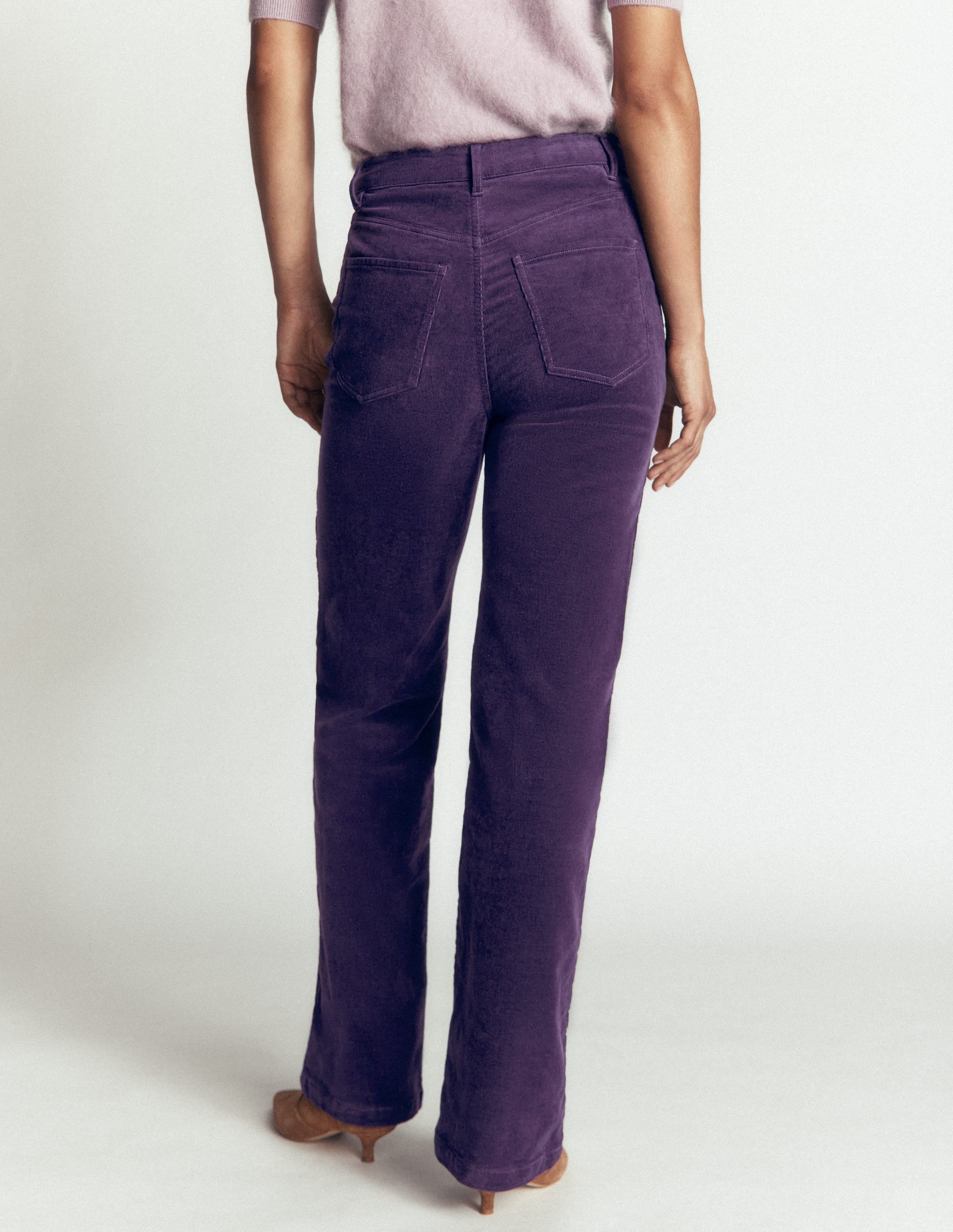 Cord-Jeans mit hohem Bund und geradem, lockerem Bein-Dunkle Traube - Image 3