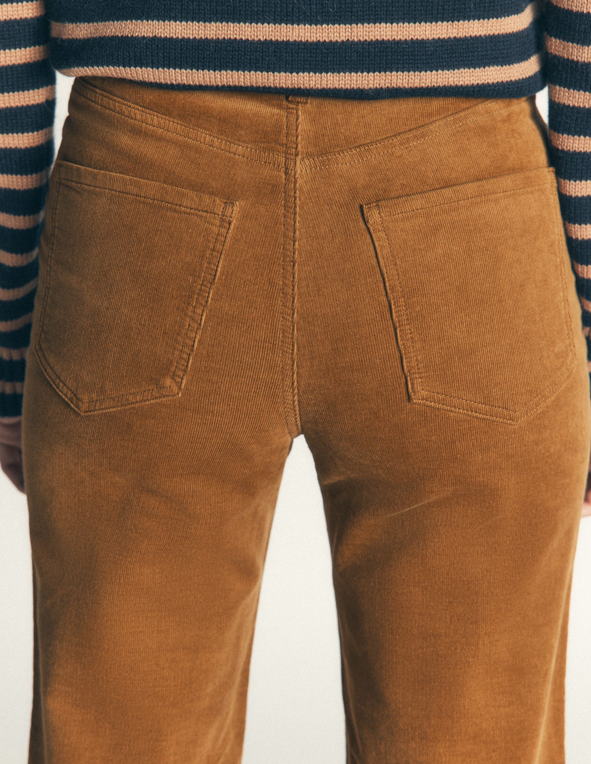 Jean colonne à taille haute en velours côtelé-Pain d'épices-5
