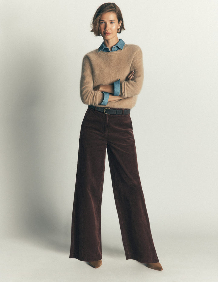 Pantalon Belgravia en velours côtelé épais-Chocolat amer