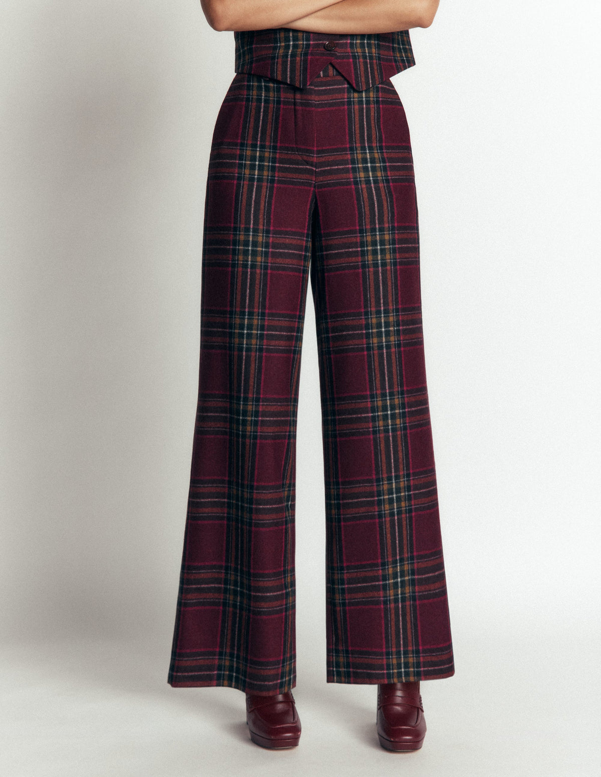 Belgravia Hose aus Wollmischung-Kastanienbraun Und Olivgrün Kariert-4