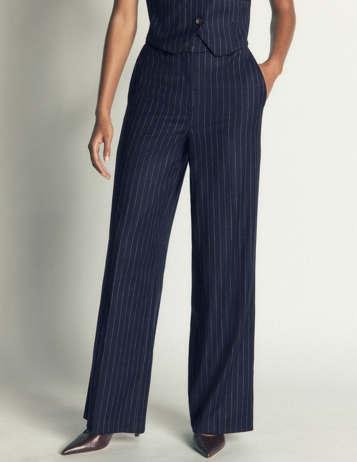 Belgravia Hose aus Wollmischung-Navy, Nadelstreifen - Image 5
