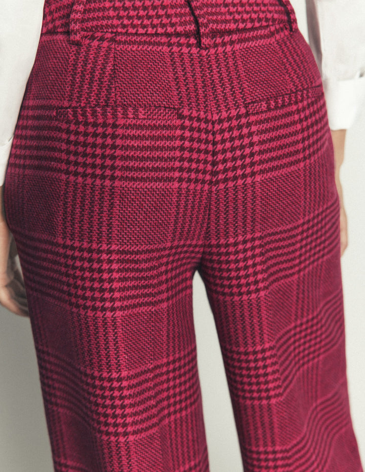 Belgravia Hose aus Wollmischung-Rosa und Kastanienbraun Kariert
