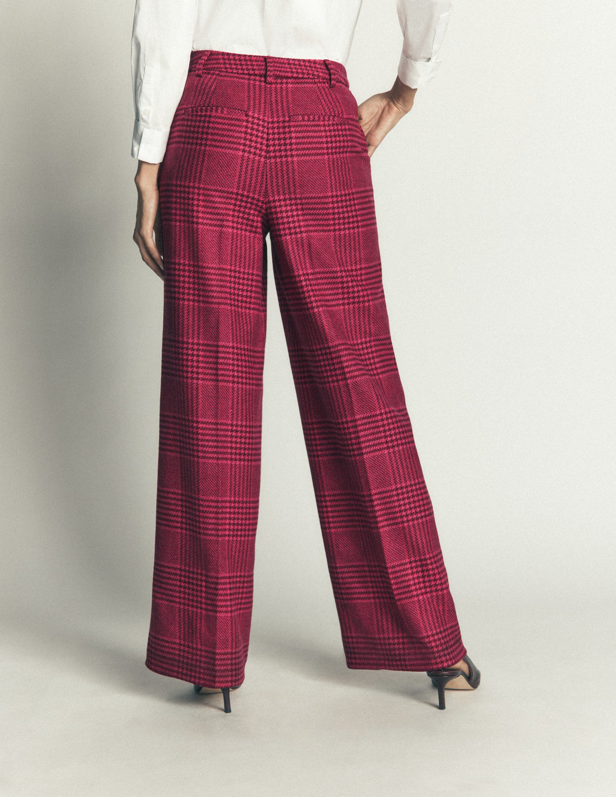 Belgravia Wool Blend Trousers-Pink and Maroon Check-4