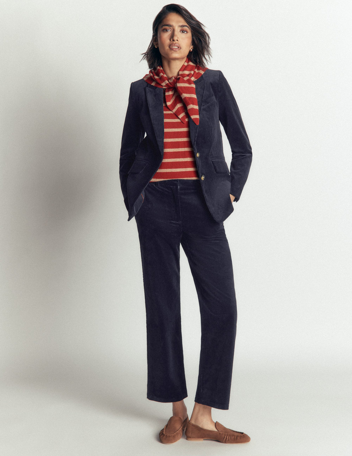 Canonbury Cord 7/8 Trousers-Navy-1