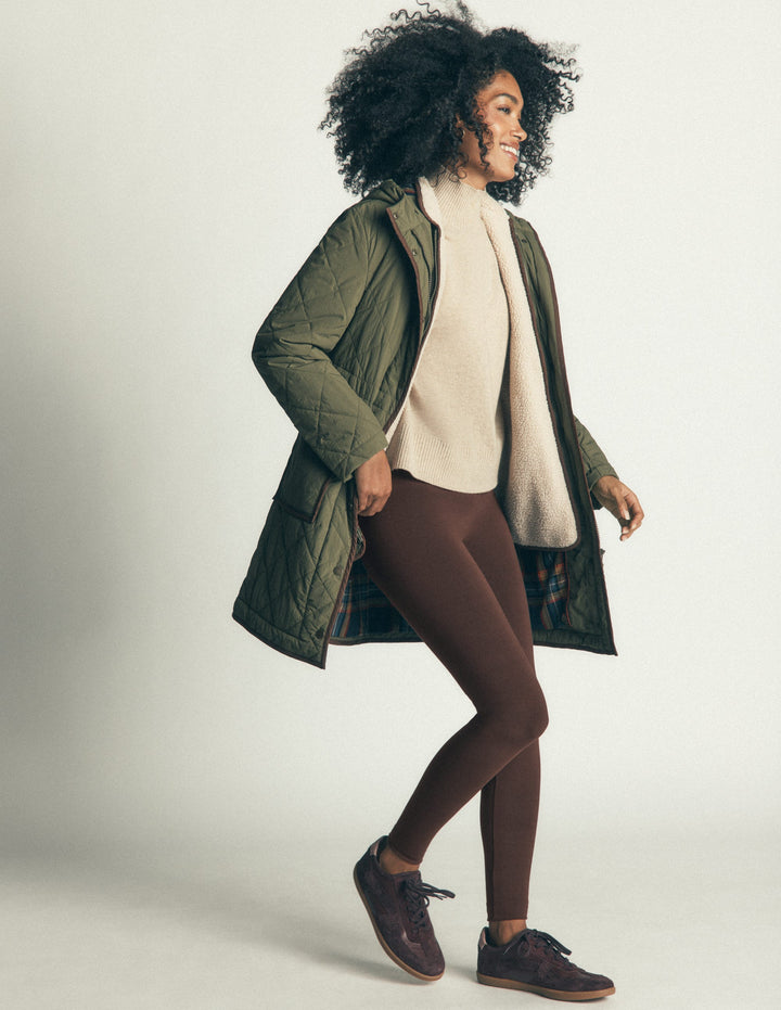 Jersey-Leggings mit hohem Bund-Bitterschokolade