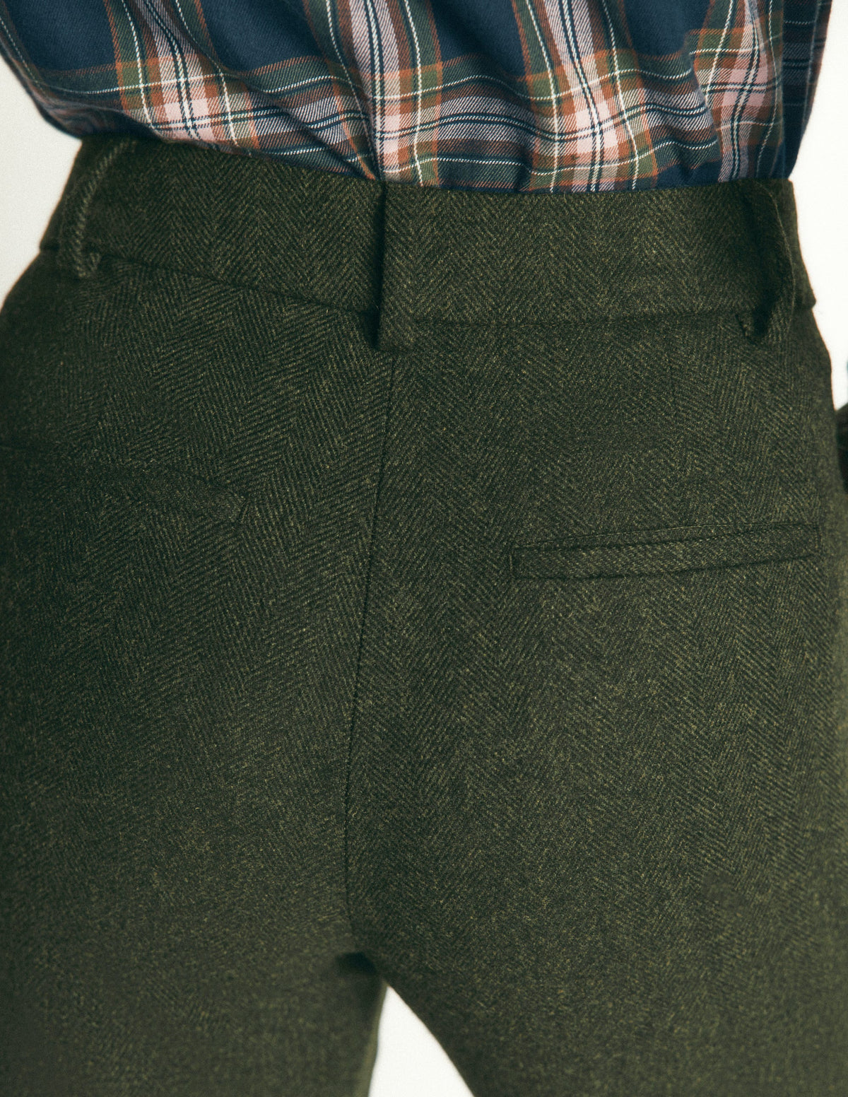 Canonbury Wool Blend Trousers-Hunter Green Herringbone - Image 5