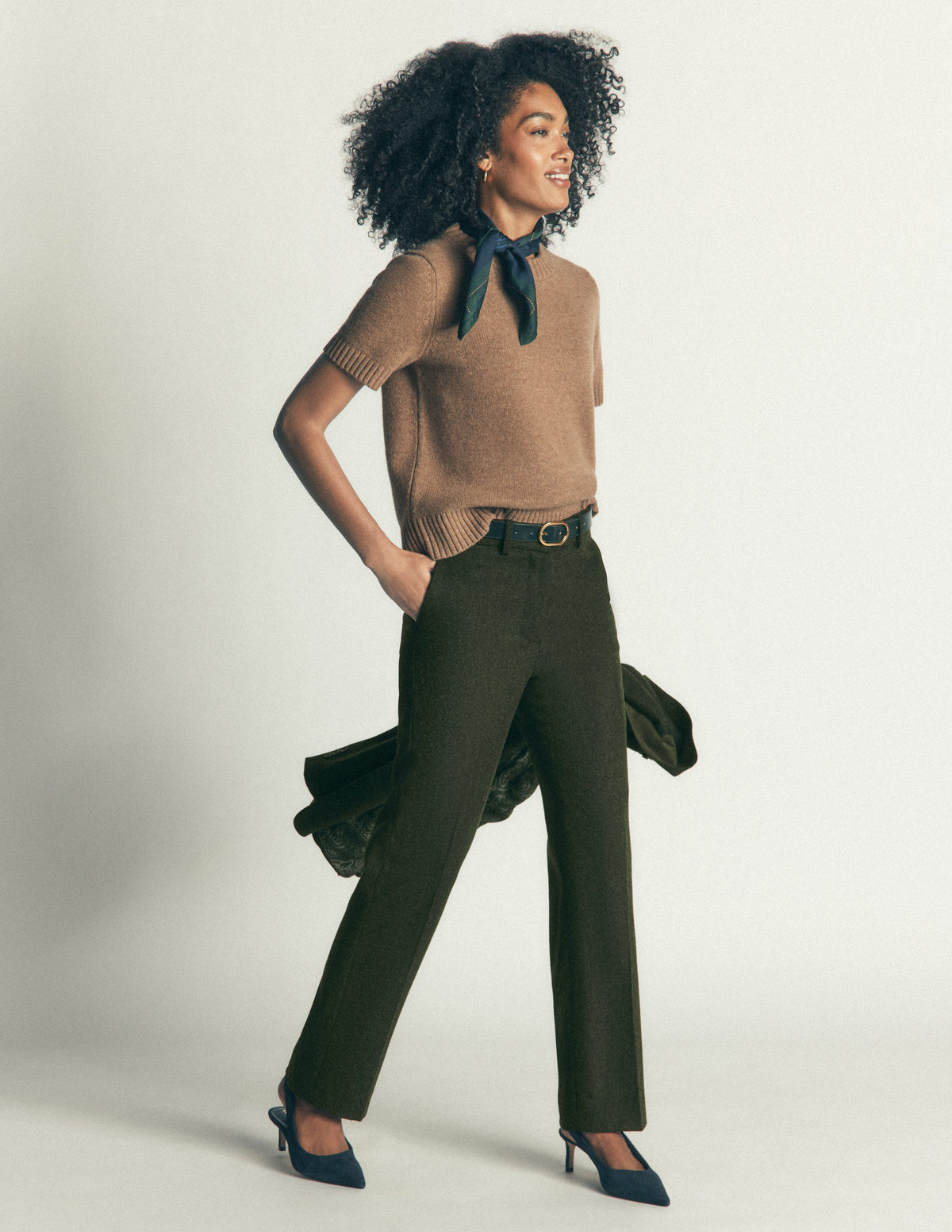 Canonbury Wool Blend Trousers-Hunter Green Herringbone-6